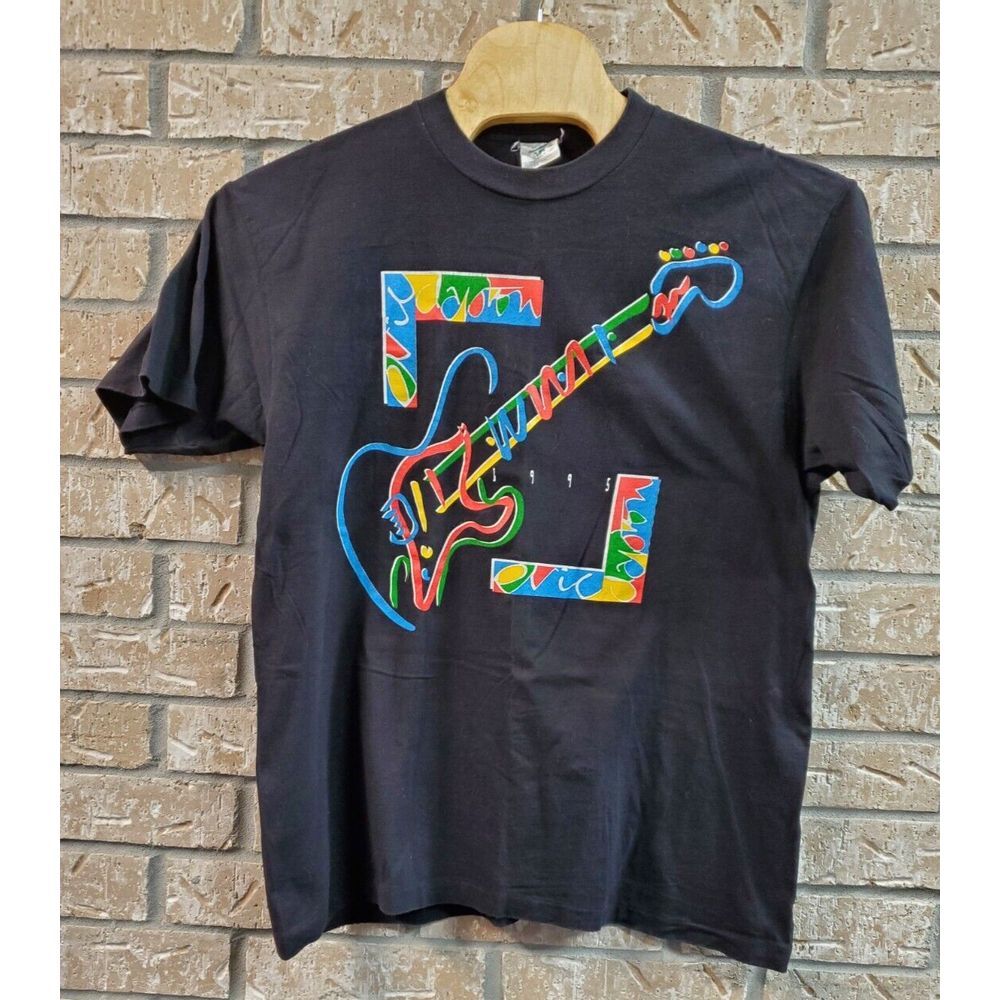Vintage Neon Electric Guitar Shirt Men Size XL Made in USA 1995 Music‎ Rock